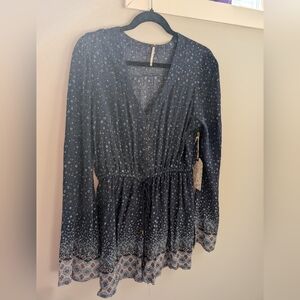 NWT HARLOW Nora Romper Size M, Blue, Viscose